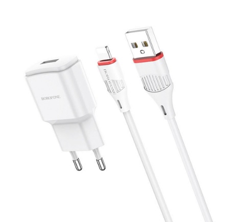 СЗУ 1USB 2.1A для Lightning 8-pin Borofone BA48A 1м