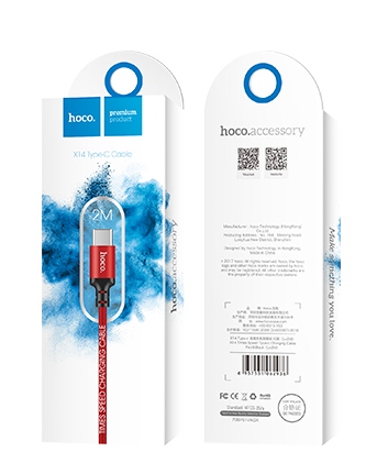 Дата-кабель USB 2.0A для Type-C Hoco X14 нейлон 2м