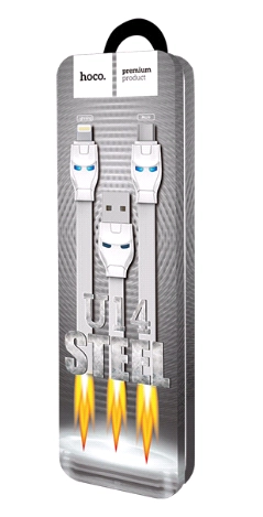 Дата-кабель USB 2.4A 2in1 для Lightning & Micro Hoco capsule one pull U14 TPE 1.3м