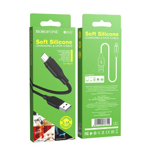 Дата-кабель USB 2.4A для micro USB Borofone BX42 силикон 1м