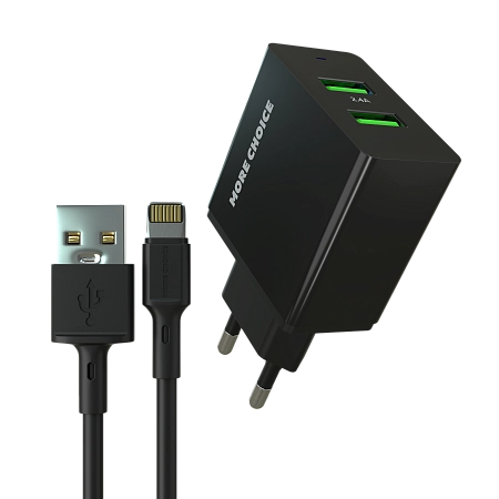 СЗУ 2USB 2.4A для Lightning 8-pin More choice NC11i 