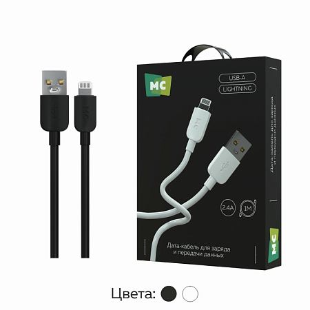 Дата-кабель USB 2.4A для Lightning 8-pin More choice K85i ПВХ 1м