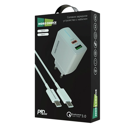 СЗУ 1USB+1Type-C 3.0A PD 20W+QC3.0 быстрая зарядка для Type-C Type-C More choice NC61a