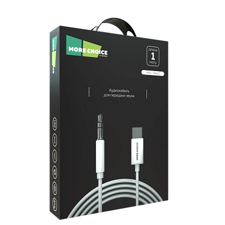 Аудиокабель AUX 3.5mm Type-C 1м More choice UK28a