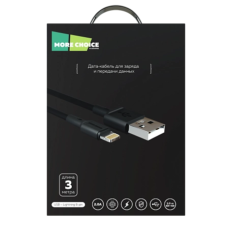 Дата-кабель USB 2.0A для Lightning 8-pin More choice K19i TPE 3м