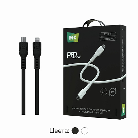 Дата-кабель USB 3.0A PD 27W для Lightning 8-pin Type-C More choice K65ia ПВХ 1м