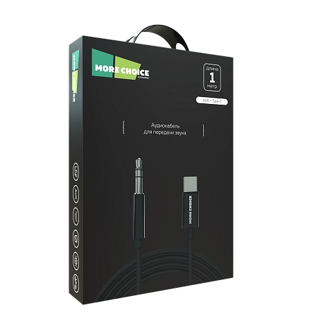 Аудиокабель AUX 3.5mm Type-C 1м More choice UK28a