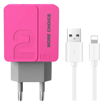 СЗУ 2USB 2.4A для Lightning 8-pin More choice NC46i