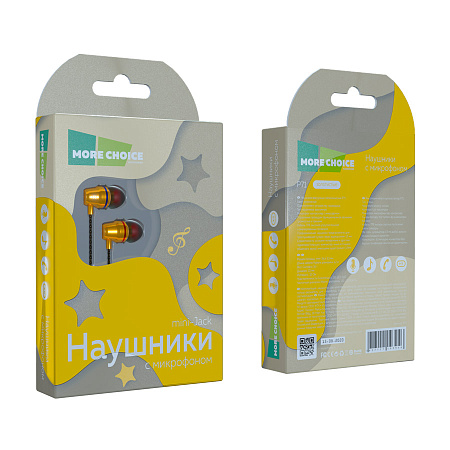 Наушники вакуумные AUX разъём с МК и рег.громкости длина 1.2м More Choice P71