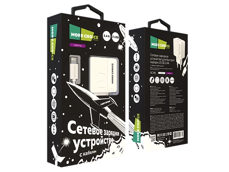 СЗУ 2USB 2.4A для Lightning 8-pin More choice NC46i