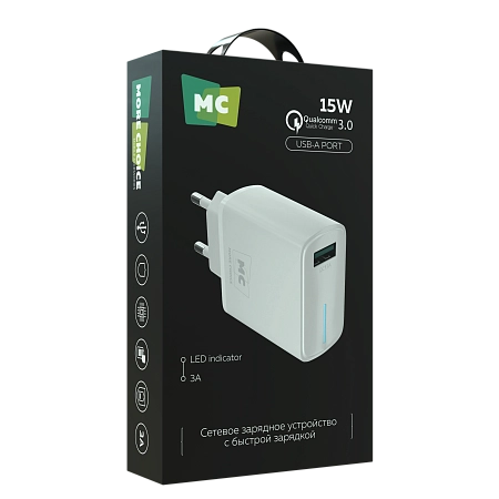 СЗУ 1USB 3.0A QC3.0 15W быстрая зарядка More Choice NC63