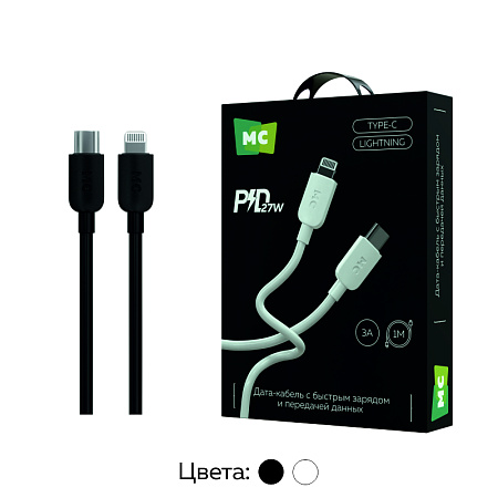 Дата-кабель USB 3.0A PD 27W для Lightning 8-pin Type-C More choice K85ia ПВХ 1м