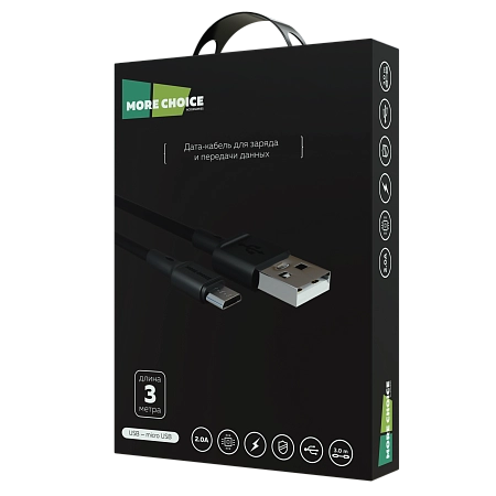 Дата-кабель USB 2.0A для micro USB More choice K19m TPE 3м