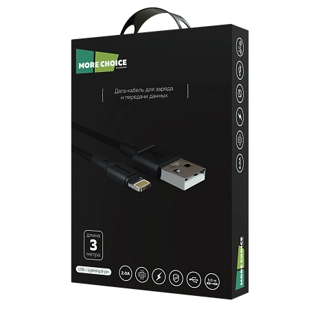 Дата-кабель USB 2.0A для Lightning 8-pin More choice K19i TPE 3м