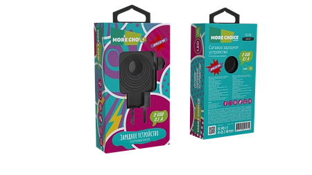 СЗУ 2USB 2.1A для Lightning 8-pin со встроенным кабелем и LED подсветкой More choice NC48i