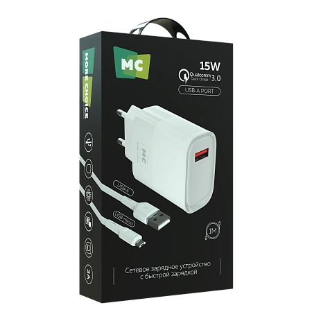 СЗУ 1USB 3.0A QC3.0 15W быстрая зарядка для micro USB More Choice NC09m