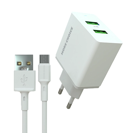 СЗУ 2USB 2.4A для micro USB More choice NC11m 
