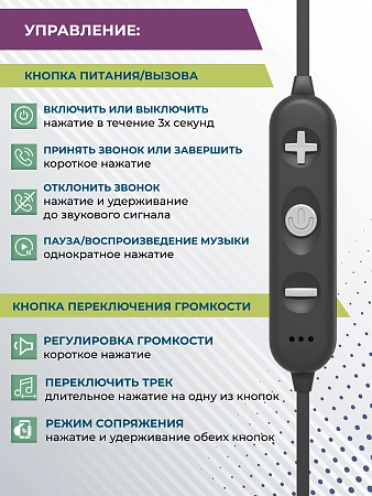 Bluetooth-наушники вакуумные с шейным шнурком More choice BG20