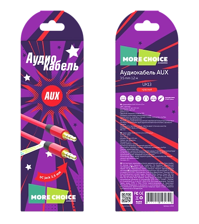 Аудиокабель AUX 3.5mm 1.2м More choice UK13