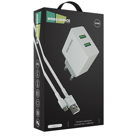 СЗУ 2USB 2.4A для Type-C More choice NC11a 