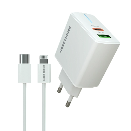 СЗУ 1USB+1Type-C 3.0A PD 20W+QC3.0 быстрая зарядка для Lightning 8-pin Type-C More choice NC61i