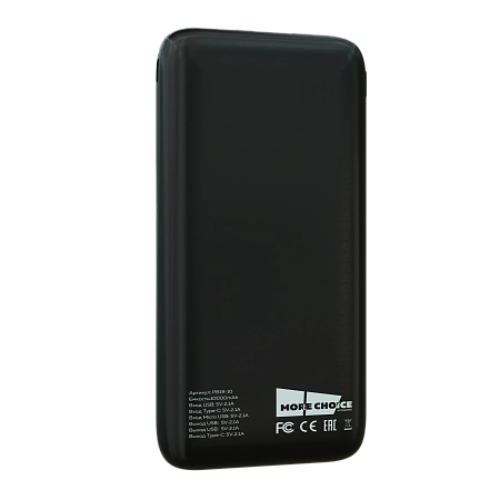 Внешний аккумулятор 10000mAh 2USB + 1Micro USB + 1Type-C 2.1A More choice PB19-10