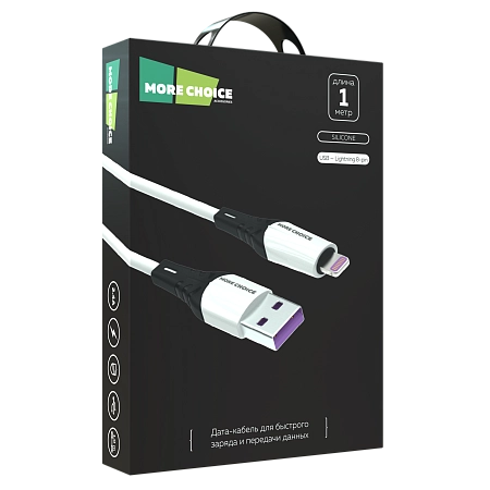 Дата-кабель USB 2.4A для Lightning 8-pin More choice K35i силикон 1м