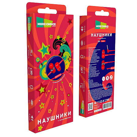 Наушники вакуумные AUX разъём с МК без рег.громкости длина 1.1м More choice G24