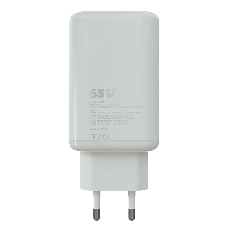 СЗУ 1USB+2Type-C 3.0A PD 65W быстрая зарядка More Choice NC79