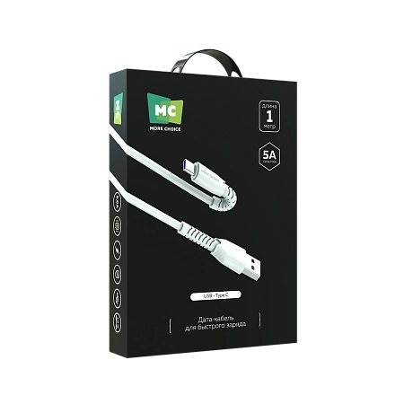 Дата-кабель USB 5.0A для Type-C More choice K51a TPE 1м