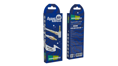 Аудиокабель AUX 3.5mm угловой 1.0м More choice UK11