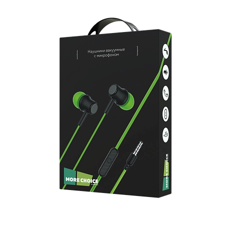 Наушники вакуумные AUX разъём с МК без рег.громкости длина 1.2м More choice G16