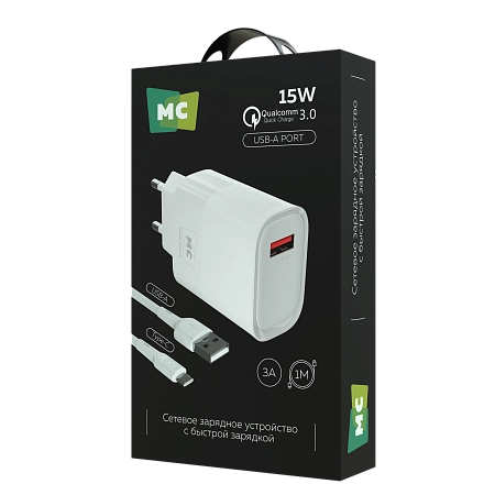 СЗУ 1USB 3.0A QC3.0 15W быстрая зарядка для Type-C More Choice NC09a