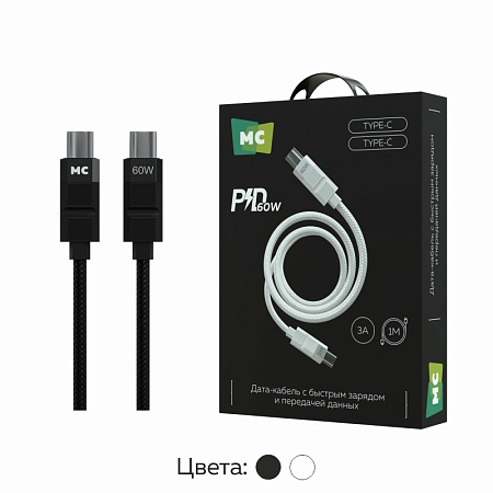 Дата-кабель USB 3.0A PD 60W для Type-C Type-C More choice K87aa нейлон 1м