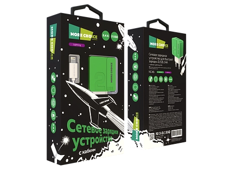 СЗУ 2USB 2.4A для Lightning 8-pin More choice NC46i