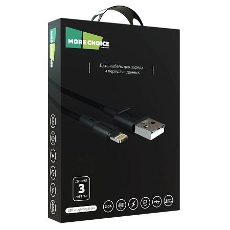 Дата-кабель USB 2.0A для Lightning 8-pin More choice K19i TPE 3м