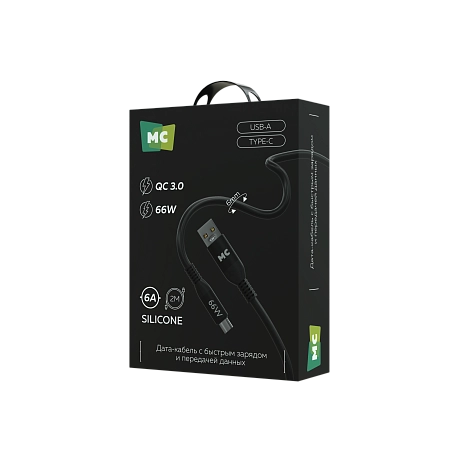 Дата-кабель USB 6.0A QC3.0 66W для Type-C More choice K83a силикон 2м