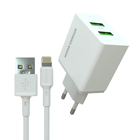 СЗУ 2USB 2.4A для Lightning 8-pin More choice NC11i 