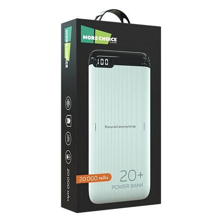 Внешний аккумулятор 20000mAh 2USB + 1Micro USB + 1Type-C 2.1A More choice PB19-20