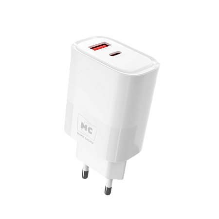 СЗУ 1USB+1Type-C 3.0A PD 20W+ QC3.0 быстрая зарядка для Lightning 8-pin Type-C More Choice NC81i