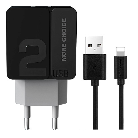 СЗУ 2USB 2.4A для Lightning 8-pin More choice NC46i
