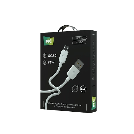 Дата-кабель USB 6.0A QC3.0 66W для Type-C More choice K85as ПВХ 1м