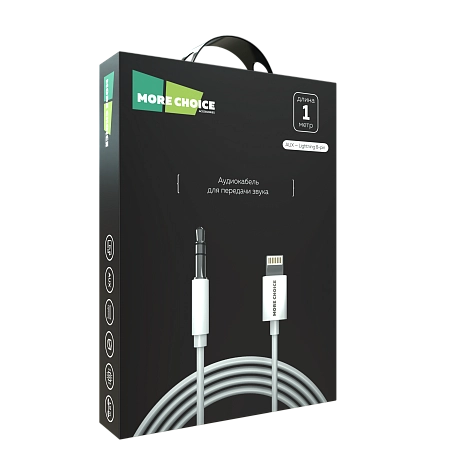 Аудиокабель AUX 3.5mm Lightning 8-pin 1м More choice UK28i