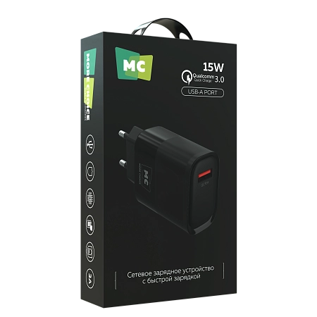 СЗУ 1USB 3.0A QC3.0 15W быстрая зарядка More Choice NC09