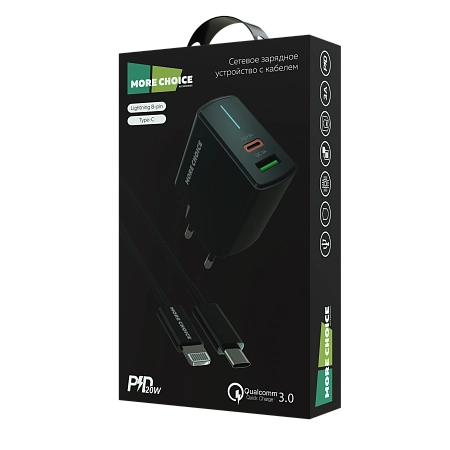 СЗУ 1USB+1Type-C 3.0A PD 20W+QC3.0 быстрая зарядка для Lightning 8-pin Type-C More choice NC61i