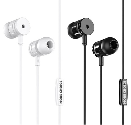Наушники вакуумные AUX разъём с МК без рег.громкости длина 1.2м More choice G22