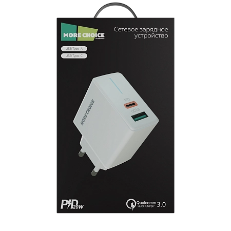 СЗУ 1USB+1Type-C 3.0A PD 20W+QC3.0 быстрая зарядка More choice NC61