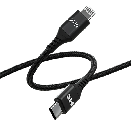 Дата-кабель USB 3.0A PD 27W для Lightning 8-pin Type-C More choice K69ia нейлон 1м