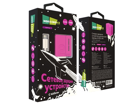СЗУ 2USB 2.4A для Lightning 8-pin More choice NC46i