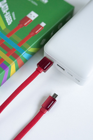 Дата-кабель USB 2.1A для micro USB More choice K20m нейлон 1м